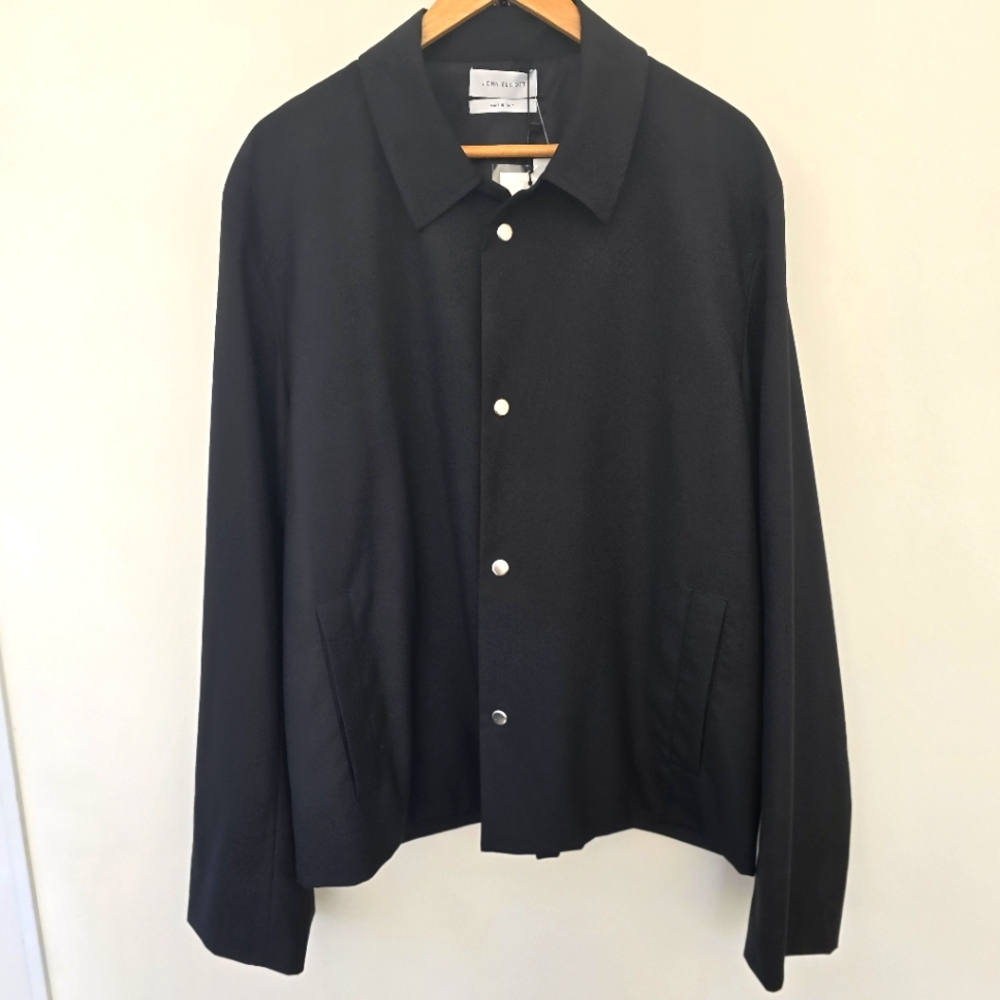 John Elliott Coach's Jacket Size 4/XL Solid Black Wool Italy NWT $898
